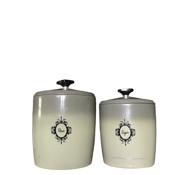 Vintage 1970s Mid Century Modern West Bend Avocado Green Nesting Canister Set 4 - Picture 2 of 12